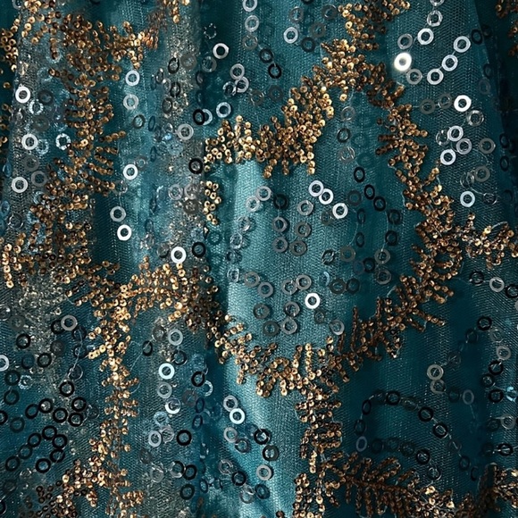 Tony Bowls Turqoise Blue Green Ballgown 16 - Picture 4 of 4